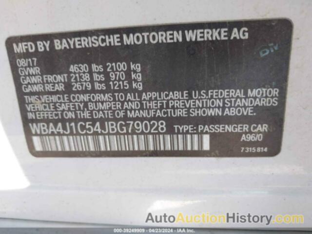 BMW 430I GRAN COUPE, WBA4J1C54JBG79028