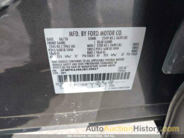 FORD EDGE SEL, 2FMPK4J88JBC30627