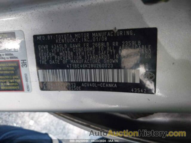 TOYOTA CAMRY LE, 4T1BE46K28U260023