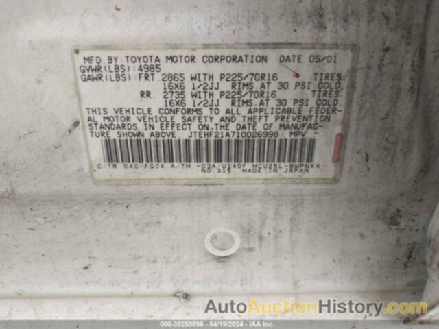 TOYOTA HIGHLANDER V6, JTEHF21A710026998