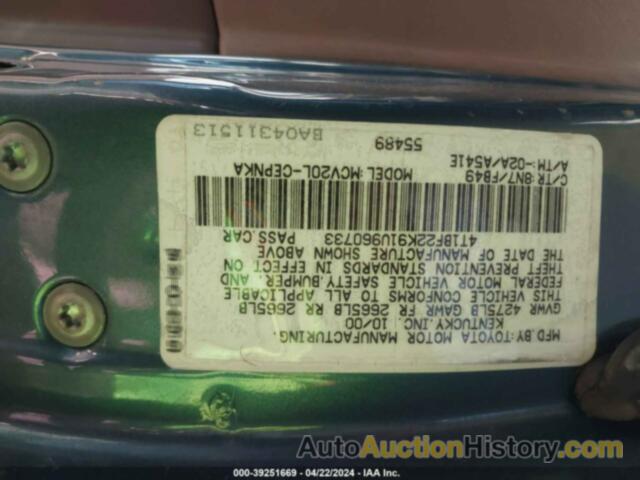 TOYOTA CAMRY LE/XLE, 4T1BF22K91U960733