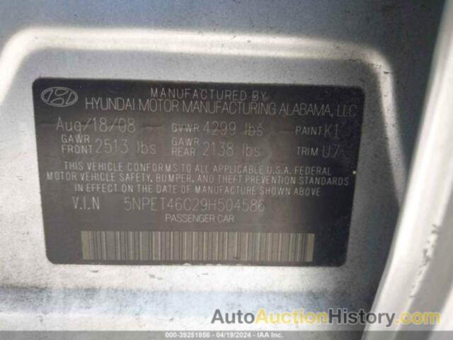 HYUNDAI SONATA GLS, 5NPET46C29H504586