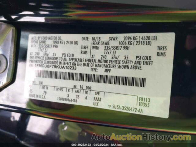 FORD ESCAPE S, 1FMCU0F79KUA10233