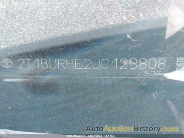 TOYOTA COROLLA LE, 2T1BURHE2JC123808