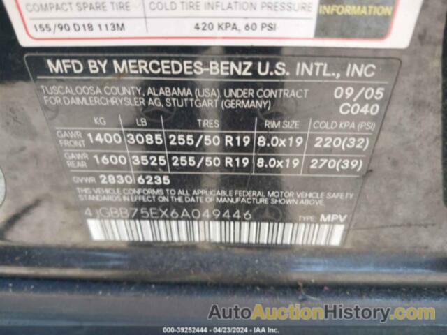 MERCEDES-BENZ ML 500, 4JGBB75EX6A049446