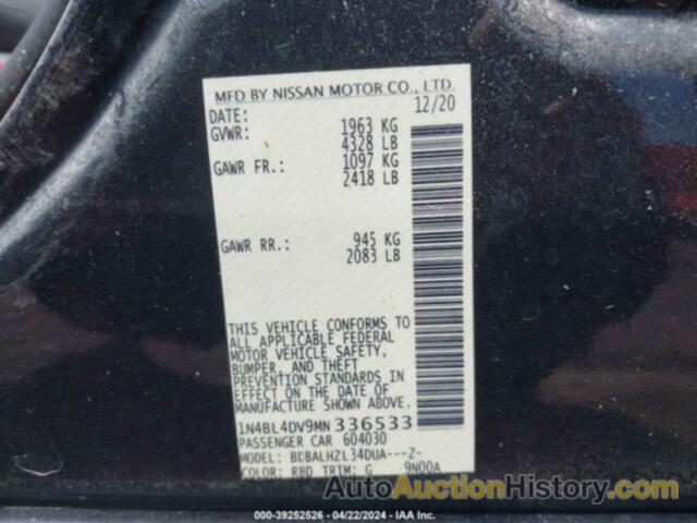 NISSAN ALTIMA SV FWD, 1N4BL4DV9MN336533