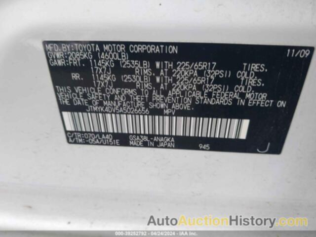 TOYOTA RAV4 LIMITED V6, JTMYK4DV5A5026656