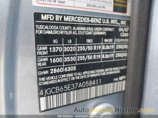 MERCEDES-BENZ R 350 4MATIC, 4JGCB65E37A058411