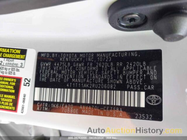 TOYOTA CAMRY SE, 4T1T11AK2RU206082