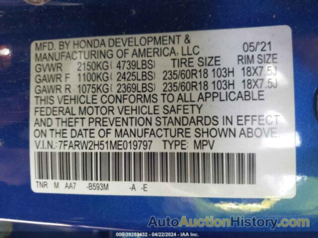 HONDA CR-V AWD EX, 7FARW2H51ME019797