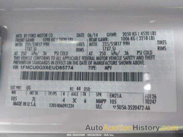 FORD ESCAPE SE, 1FMCU0GX6EUD85774