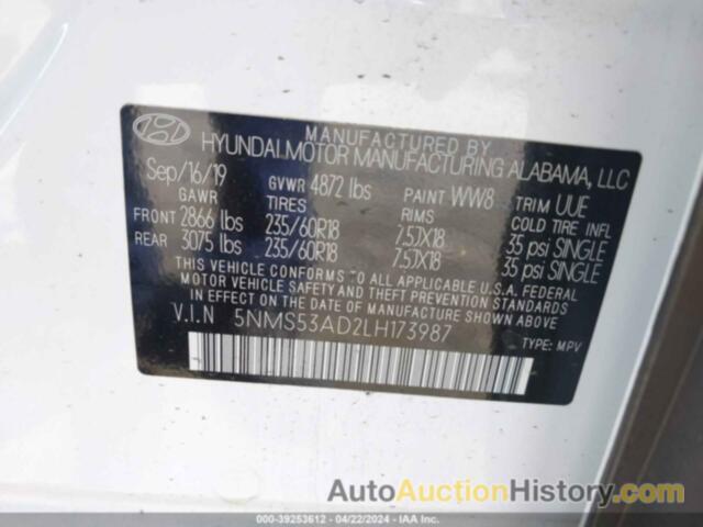 HYUNDAI SANTA FE LIMITED, 5NMS53AD2LH173987