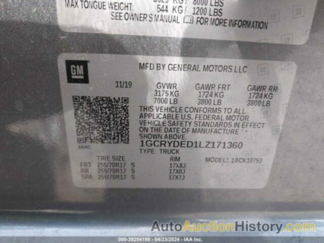 CHEVROLET SILVERADO 1500 4WD DOUBLE CAB STANDARD BED LT, 1GCRYDED1LZ171360