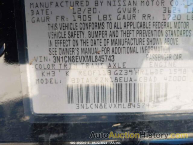 NISSAN VERSA SV XTRONIC CVT, 3N1CN8EVXML845743