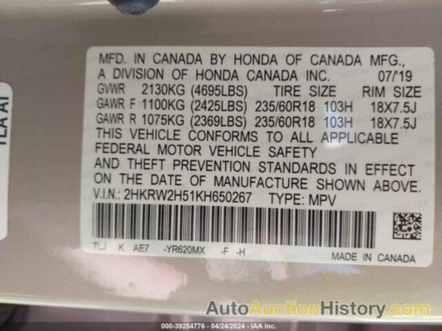 HONDA CR-V EX, 2HKRW2H51KH650267