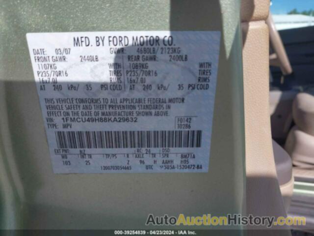 FORD ESCAPE HYBRID, 1FMCU49H88KA29632