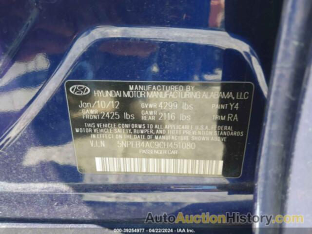 HYUNDAI SONATA GLS, 5NPEB4AC9CH451080