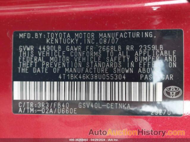 TOYOTA CAMRY LE V6, 4T1BK46K38U055304