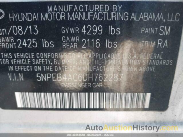 HYUNDAI SONATA GLS, 5NPEB4AC6DH762287