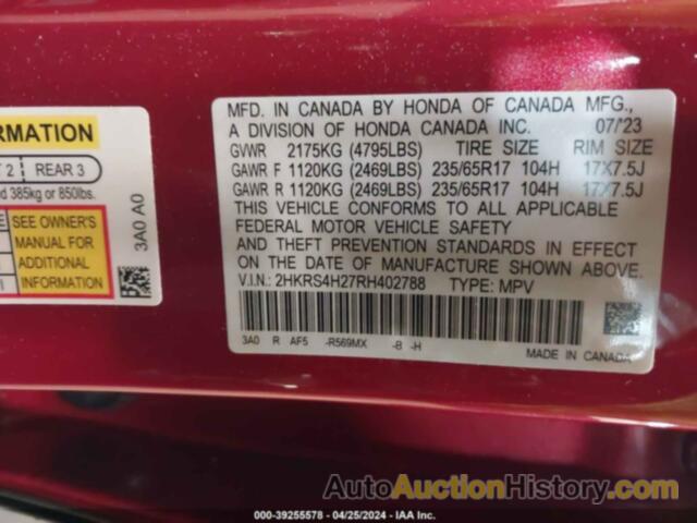 HONDA CR-V LX AWD, 2HKRS4H27RH402788