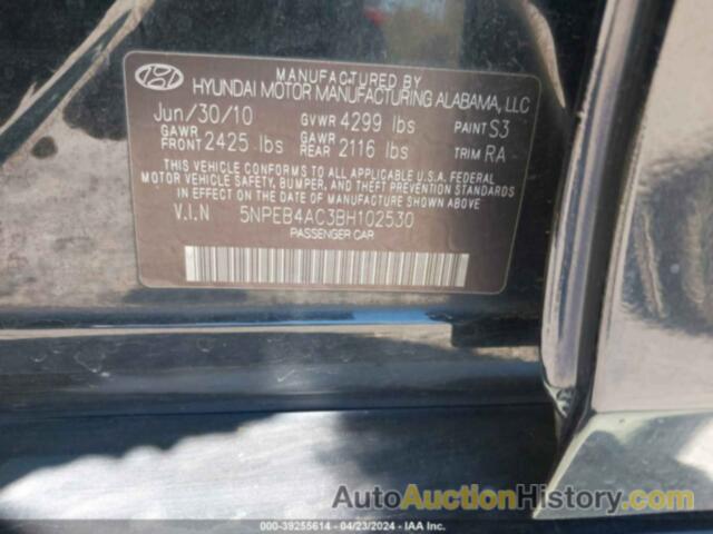 HYUNDAI SONATA GLS, 5NPEB4AC3BH102530