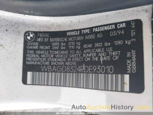 BMW 740 IL AUTOMATIC, WBAGD8324RDE93010