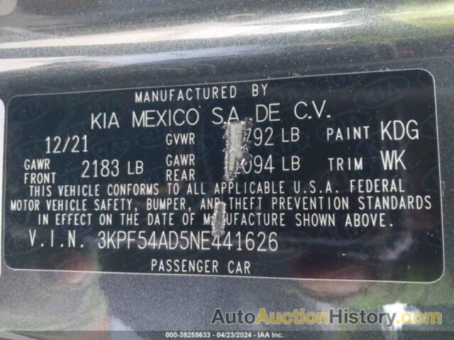 KIA FORTE GT LINE, 3KPF54AD5NE441626