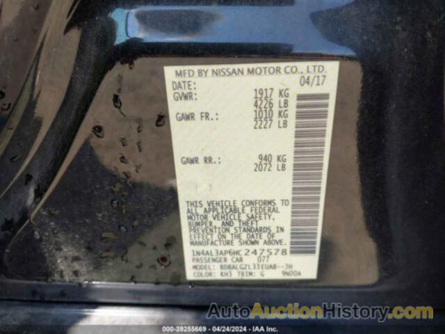 NISSAN ALTIMA 2.5 S, 1N4AL3AP6HC247578