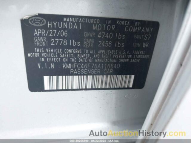 HYUNDAI AZERA LIMITED/SE, KMHFC46F76A116640