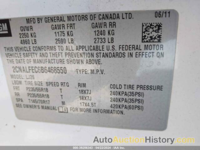 CHEVROLET EQUINOX LTZ, 2CNALFEC6B6468550