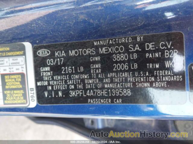 KIA FORTE LX, 3KPFL4A78HE139588