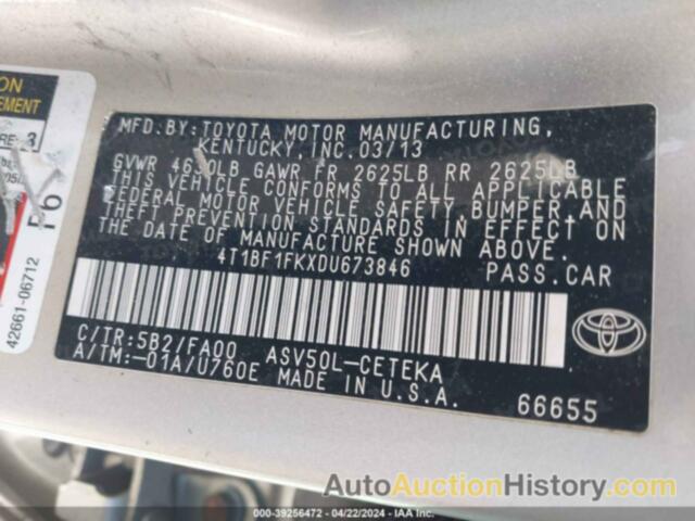 TOYOTA CAMRY L, 4T1BF1FKXDU673846