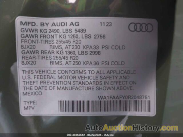 AUDI Q5 PRESTIGE 45 TFSI S LINE QUATTRO S TRONIC, WA1FAAFY0R2048751