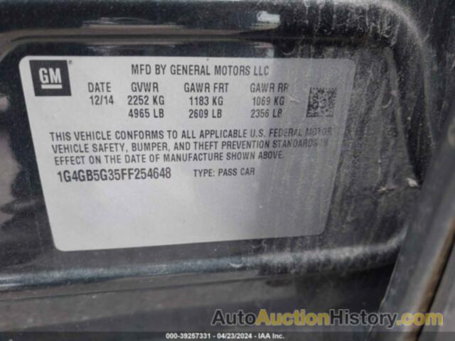 BUICK LACROSSE LEATHER, 1G4GB5G35FF254648