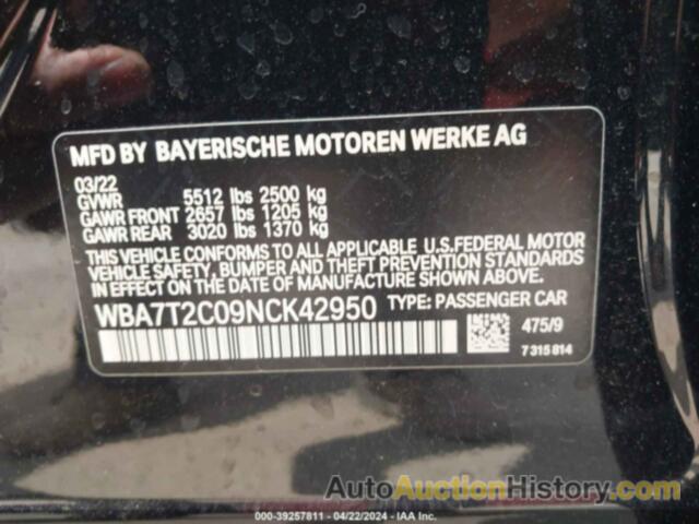 BMW 740 I, WBA7T2C09NCK42950