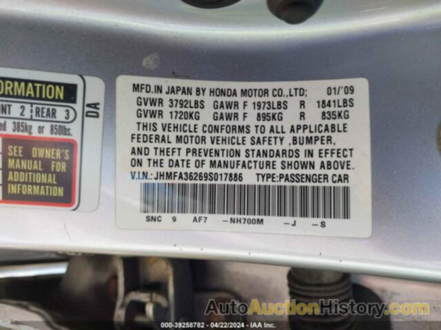 HONDA CIVIC HYBRID, JHMFA36269S017886