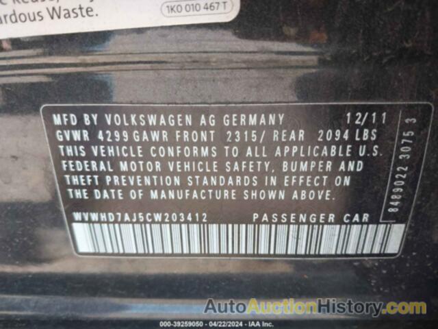 VOLKSWAGEN GTI, WVWHD7AJ5CW203412