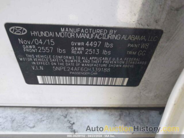 HYUNDAI SONATA SE, 5NPE24AF6GH339188