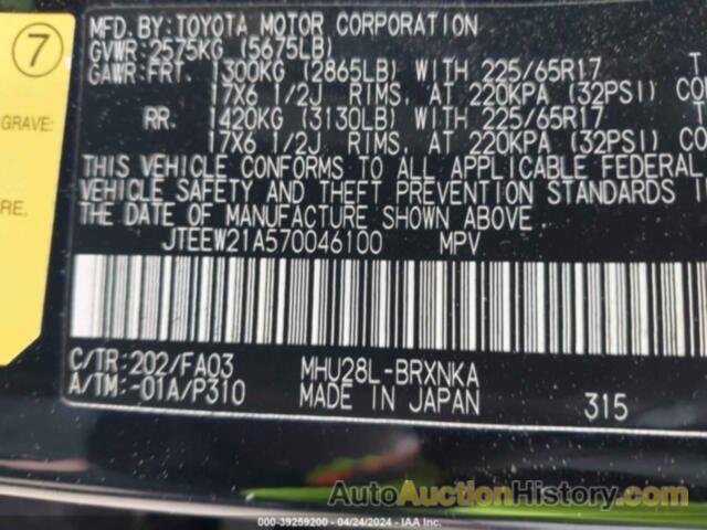 TOYOTA HIGHLANDER HYBRID V6, JTEEW21A570046100