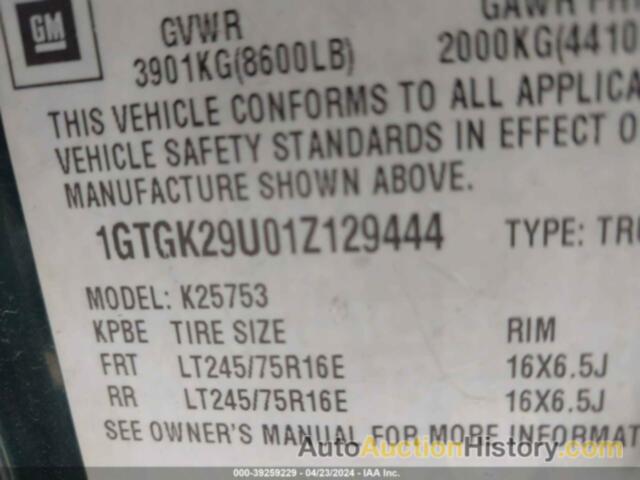 GMC SIERRA 2500 SLE, 1GTGK29U01Z129444