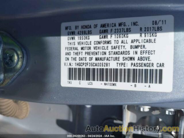 HONDA ACCORD LX, 1HGCP2F35CA005281