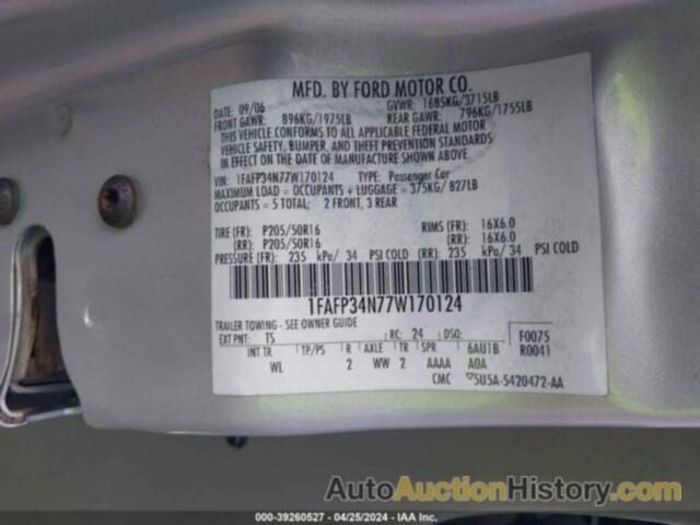 FORD FOCUS S/SE/SES, 1FAFP34N77W170124