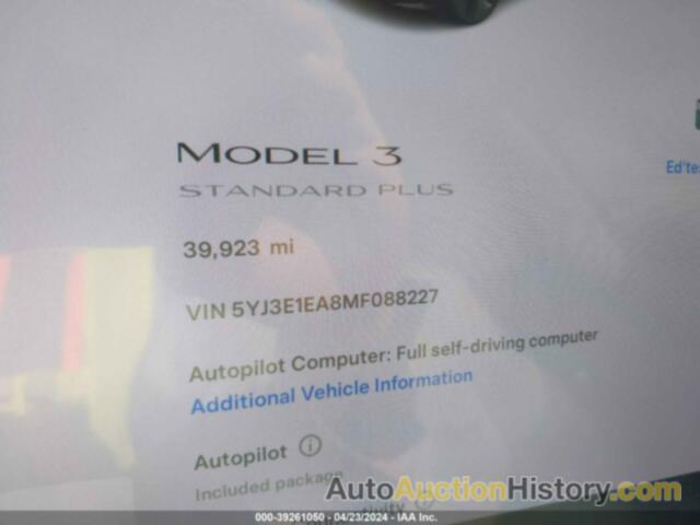 TESLA MODEL 3 STANDARD RANGE PLUS REAR-WHEEL DRIVE, 5YJ3E1EA8MF088227