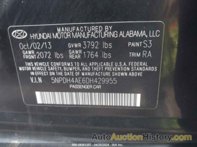 HYUNDAI ELANTRA GLS, 5NPDH4AE6DH429955