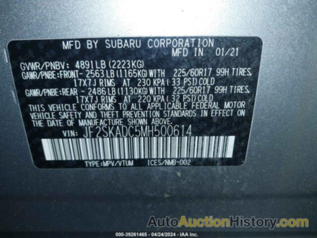 SUBARU FORESTER, JF2SKADC5MH500614