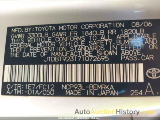 TOYOTA YARIS, JTDBT923171072695