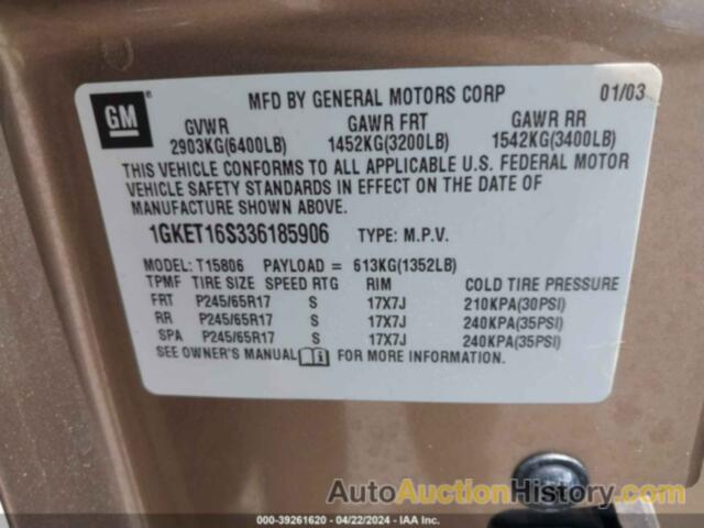 GMC ENVOY XL SLT, 1GKET16S336185906