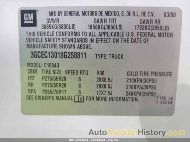 CHEVROLET SILVERADO 1500 LT1, 3GCEC13018G258811