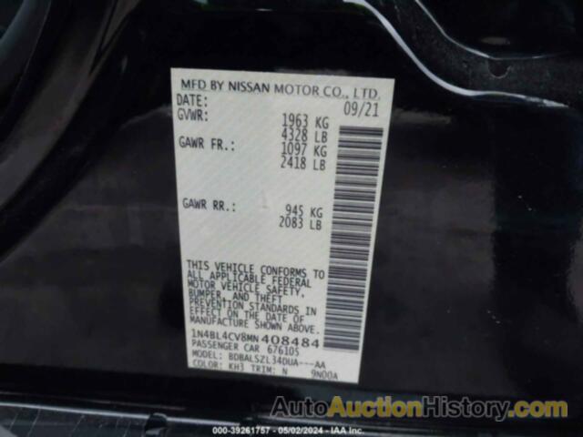 NISSAN ALTIMA SR FWD, 1N4BL4CV8MN408484