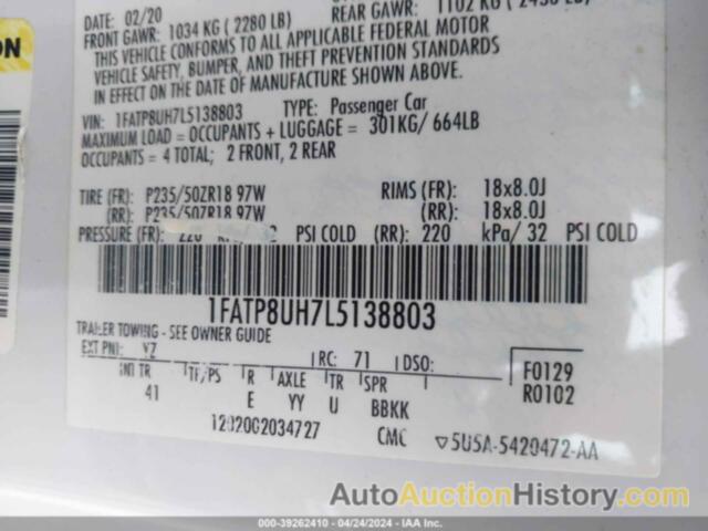 FORD MUSTANG ECOBOOST PREMIUM, 1FATP8UH7L5138803